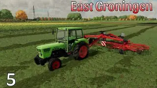 Gras harken met de oude Deutz - East Groningen #5 - Farming simulator 22