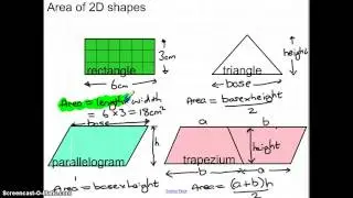 Area of 2D shapes