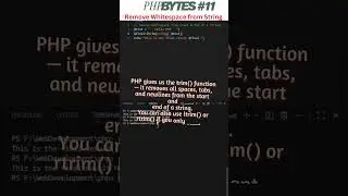 Remove Whitespace from a String in PHP | PHP Bytes #11 #php  #coding