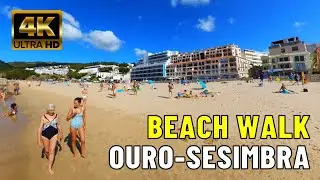 [4K] Beach Walk in Sesimbra | Ouro Beach 🇵🇹 🌊🚶 Part 2