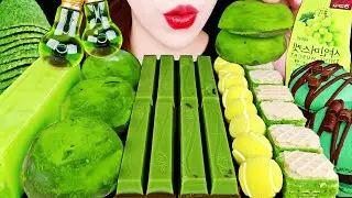 ASMR GREEN TEA TTEOK, TENNIS BALL GUM, ICE CREAM, SHINE MUSCAT JELLY, MINT EATING SOUNDS MUKBANG 먹방