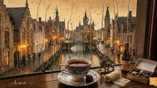 Rainy European Cafe Ambience ☕ Calm Study & Relax Music by the Window (1 Hour)