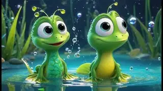 Five Little Tadpoles Learning to Swim | English Nursery Rhyme for Kids Songs Learning Fun