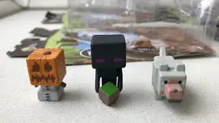 Minecraft mini-figures 3-pack series . Grass Series 1. Unboxing.(Music by Valery Evlanov)