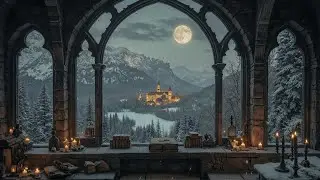 Snowy Library Manor at Night | Dark Academia Piano & Cozy Winter Ambience for Reading, Studying