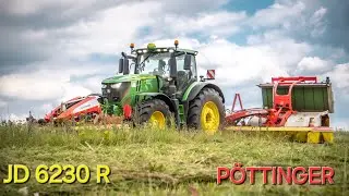 Sek&aacute;n&iacute; tr&aacute;vy s John Deere 6230 R a žac&iacute;  soupravou Pottinger 😎💥 #johndeere #p&ouml;ttinger #agro #farming