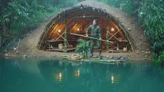 Building an Underground Survival Shelter Alone | Primitive Skills in the Wild