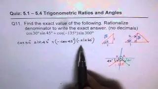 11 Find Exact Value of Trigonometric Expression Degrees