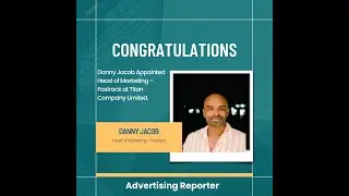 Danny Jacob Appointed Head of Marketing &ndash; Fastrack at Titan Company Limited.