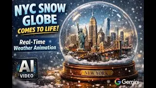 NYC Snow Globe Comes to Life ❄️ Real-Time Weather Animation | Hyper-Realistic AI Video (Gemini Veo)