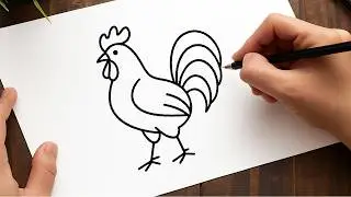 Draw a ROOSTER! 🎨 Easy Step-by-Step Farm Animal Drawing Tutorial for Beginners