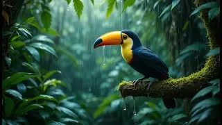 Colorful Toucan in the Rainforest 🌴 Peaceful Bird Songs & Rain Sounds for Inner Calm & Sleep