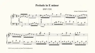 Bach, Prelude in E minor, BWV 938, Organ