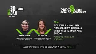 Tudo sobre inscri&ccedil;&otilde;es para cursos gratuitos das escolas municipais de Teatro e de Artes e Of&iacute;cios