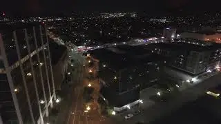 City Night Lights and Empty Streets 3 Royalty Free Stock Aerial Drone Footage   Architecture   Citys