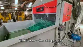 Scouring Pad Production line with fiber carding machine and fiber mixing machine.