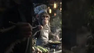 MONKEY COOKING FOOD #viral #cat #monkey #cooking #shorts #short #reels