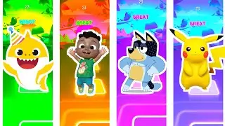 Baby shark vs Cocomelon vs Bluey vs Pok&eacute;mon [] Tiles Hop Music []