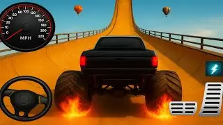 MEGA RAMP MONSTER  TRUCK Stunts & CRASHES Monster Truck Racing Android Gameplay. 