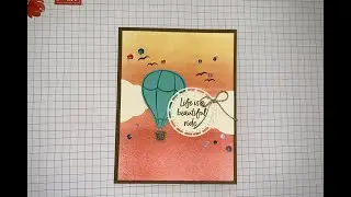 Hot Air Balloon with Sunset Background Technique Stampin&rsquo; Up! Card