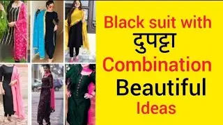 #Black suit with dupatta combination beautiful idea#black suit pr dupatta kish colour me acha lagega