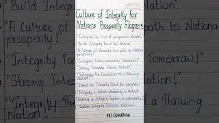 Culture Of Integrity For Nations Prosperity Slogans In English #shorts #youtubeshorts