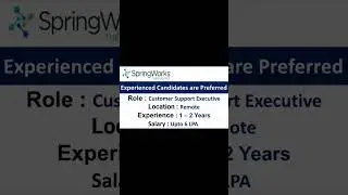 Spring works Hiring Customer Support Executive #dailyjobupdate #latesthiring #shortsfeed #shorts
