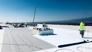 Tpo roof/singleply/ rhinobond  system/ build amazon/ crazy roofers 375sq one day