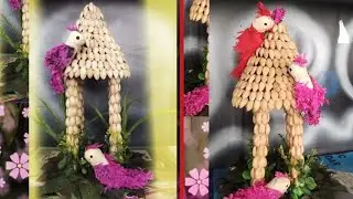 beautiful bird house with pistachio shells