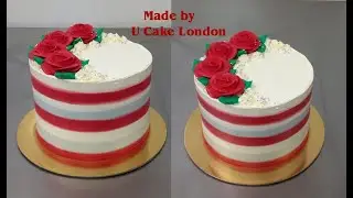 How to make a red, white and Gray stripe cake