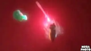 Finding Nemo anglerfish scene, but it has a red light and blue teeth 
