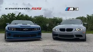 5th Gen Camaro SS (6MT) vs E92 M3 (6MT) -  American 6.2L V8 (LS3) VS German 4.0L V8 (S65)
