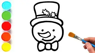 How to Draw a Snowman | Christmas Drawings, Painting and Coloring for Kids and Toddlers