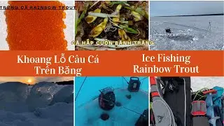 Ice fishing Rainbow Trout  in Winter Parry Sound Ontario Canada