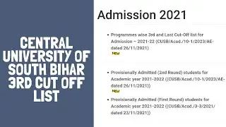 CUCET 2021|central university of south bihar 3rd round cut off list