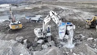 Terex RH30F And Caterpillar 385C Excavators Working On A Mining Area - Sotiriadis/Labrianidis - 4k