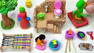 Amazing technique make kitchen set, house, doll, charpai, tree from polymer clay|Rosa DIY
