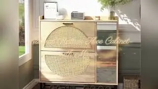 Natural Rattan Shoe Cabinet with Mirror#new #furniture #wood #home #homedecor #design #buyer