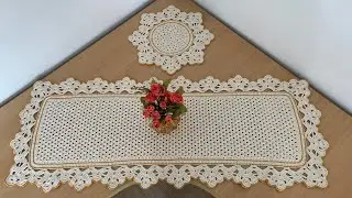 Vídeo aula Caminho de Mesa em crochê Retangular Majestade.