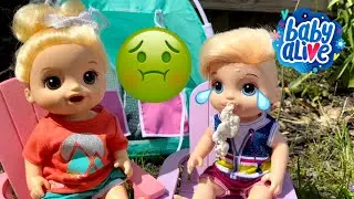 Baby Alive Twin Gets Sick Camping 🤢 🏕️