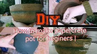 Diy | How to make papercrete pot in a plastic mold for beginers