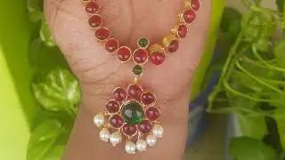 High quality Kemp necklace with ruby colour stones Whatsapp 9489121948 Direct from Manufacturer