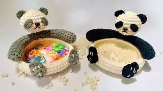 Hướng dẫn cách móc hộp đựng kim móc và chỉ khâu hình gấu trúc 🐼 xinh xắn. #moclentivi #crochet