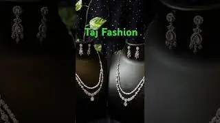 AD stone cut necklace, set double step with earrings. offer price ₹1400 please contact 90195 45890.