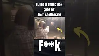 Bullet in ammo box goes off from shellcasing #thegunguy #viral #gunfails #firearmsafety