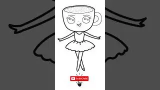 How to Draw Cute Cappuccino Ballerina ☕🩰 | Kawaii Art for Kids #shorts #howtodraw #italianbrainrot
