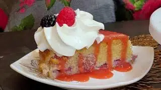 Easy Strawberry Cake | Low Carb Recipe | Moist Cake With Delicious Strawberry Sauce