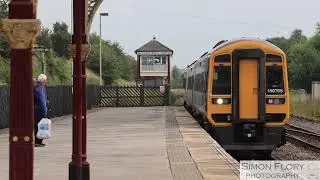 Class 158 Express Sprinter diesel multiple units at Hellifield in the Yorkshire Dales