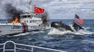 War Began! US Submarine Conduct Unsafe Maneuver near China Coast Guard Ship in South China Sea
