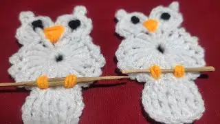 পেচাCrochet Owl Pocket hug applique hair pins key chain fridge magnets,Christmas ornaments#tutorial